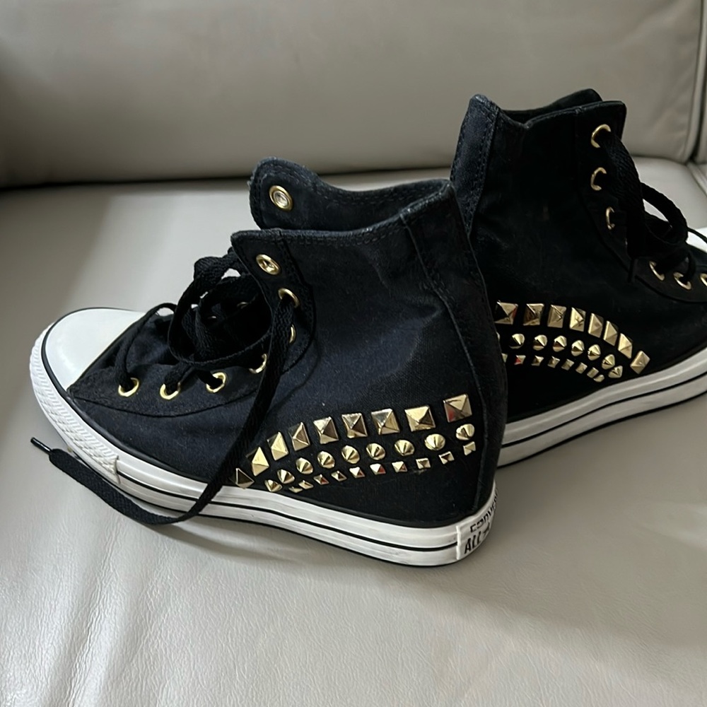 Converse All Star with gold studs size 10